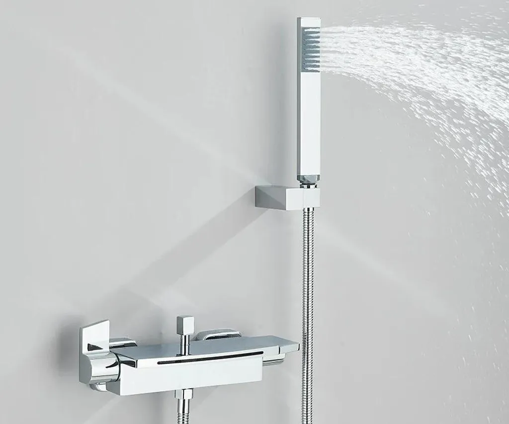Robinet Mitigeur Bain Douche Cascade Argenté avec Levier Monocommande - 5