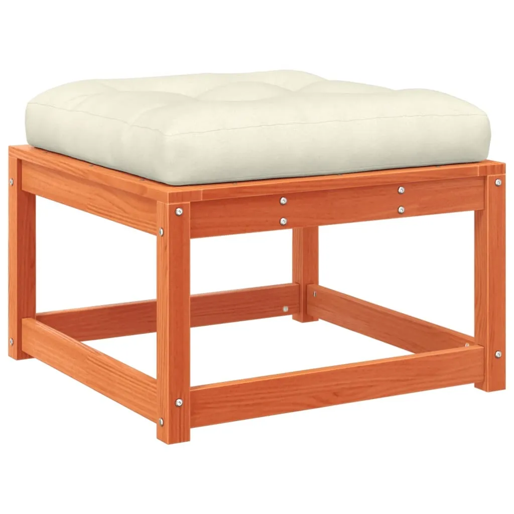 vidaXL Sgabello Outdoor in Pino Massiccio Marrone Cera + Cuscino