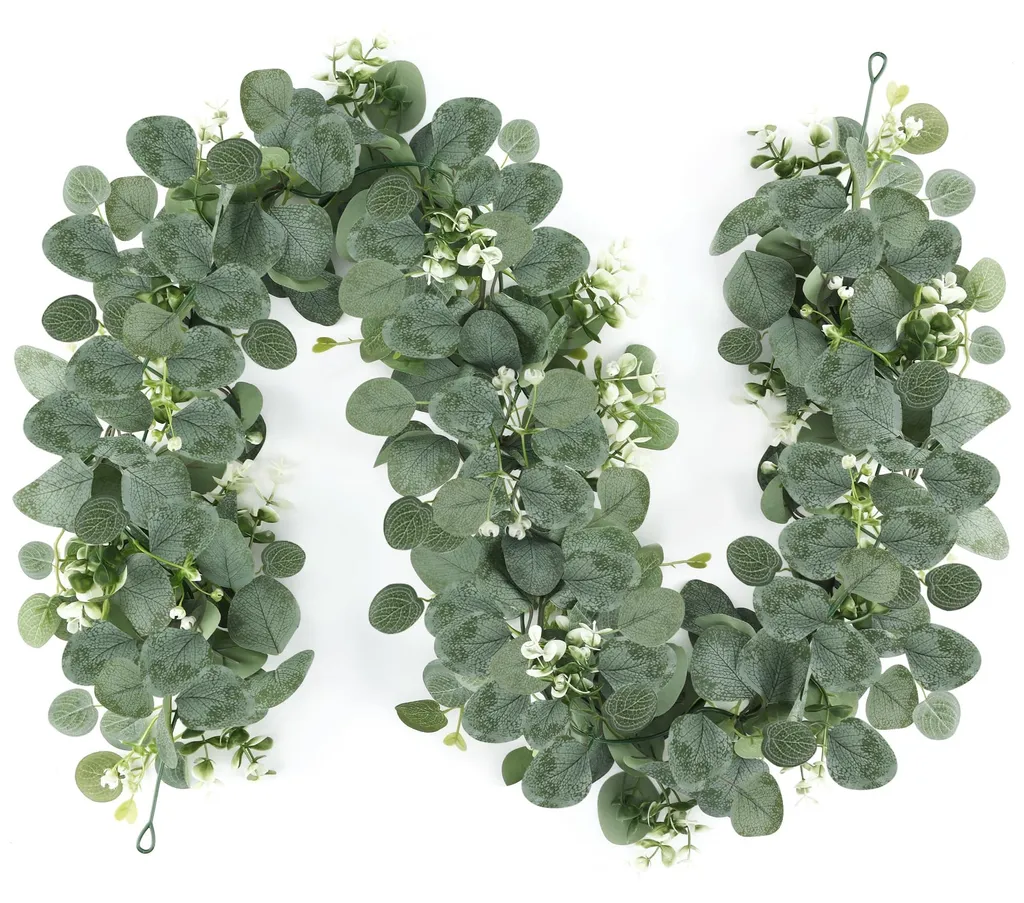 Couronne Eucalyptus Artificiel 1,8m avec Fleurs et Baies pour Mariage