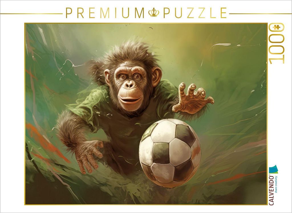 CALVENDO Puzzle Fußballfieber bei Affenbabys | 1000 Teile Lege-Größe 64x48cm Foto-Puzzle für glückliche Stunden