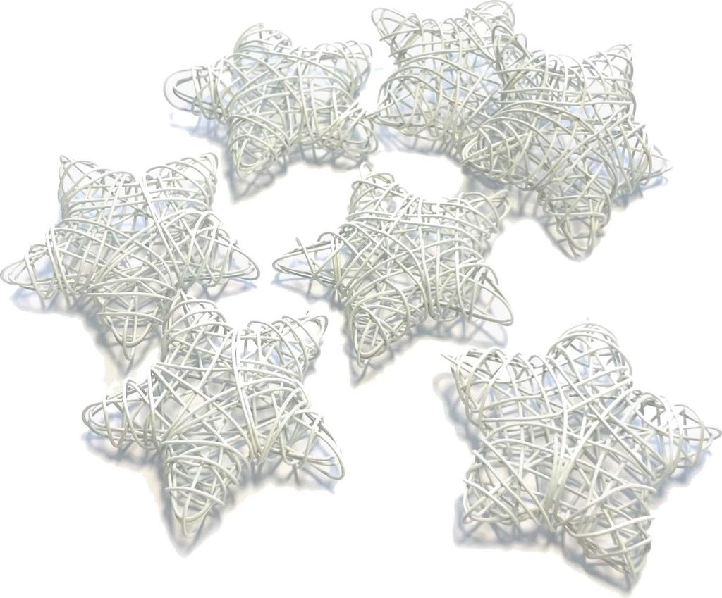 DRAHT-STERNE (3D) 7 Stück ca 55mm. Draht, Deko, Stern Weiß LICHTGRAU