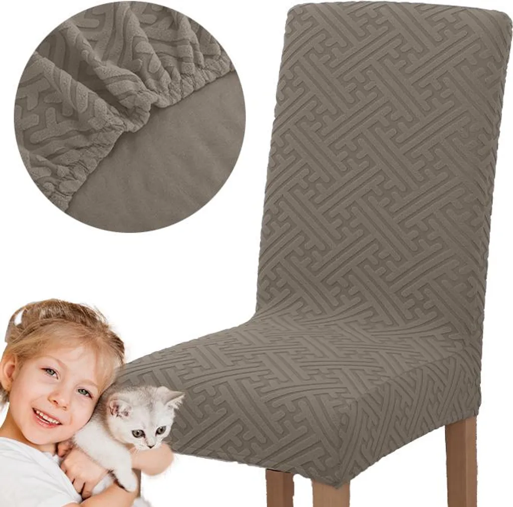 Fodera Sedia Jacquard Imprinting Brown | Tessuto Peluche Thick 3D