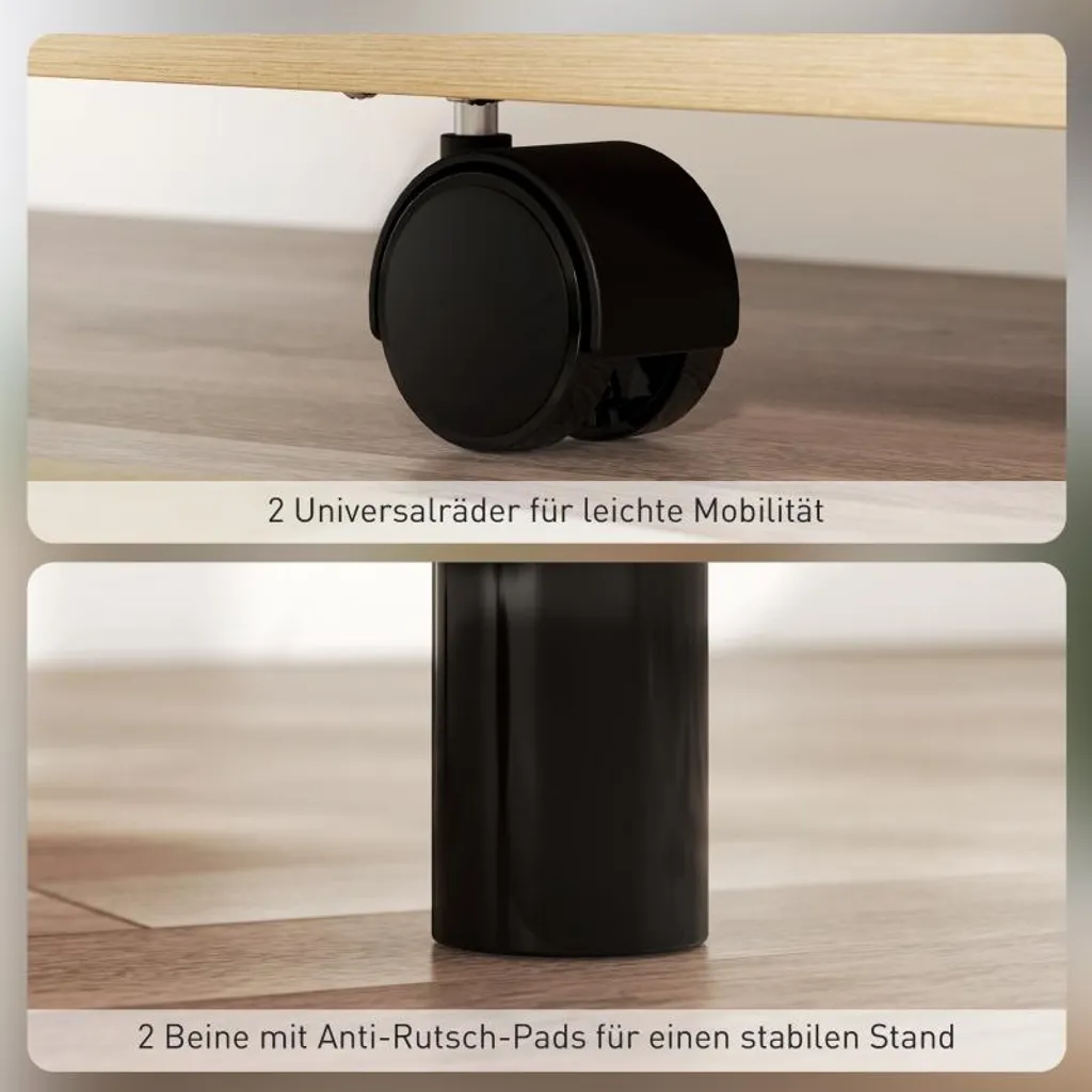Tablette pour Ordinateur Portable à Roulettes et Rangement Aspect Chêne - 5