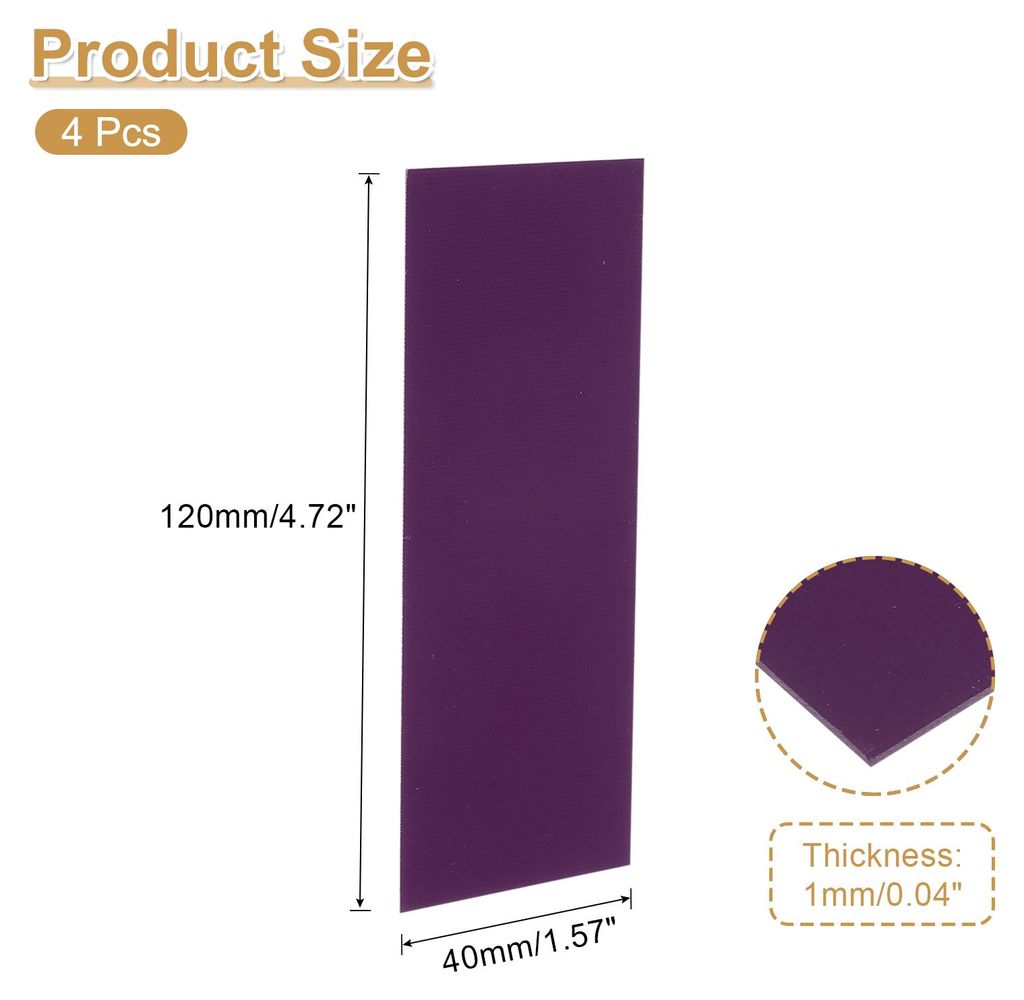 4 Stš¹ck Messergriff-Futter, 4,7" x 1,6" x 0,04" G10 Spacer Sheets Messergriff-Futtermaterial fš¹r Messergriffe Schieferherstellungszubeh?r, Lila