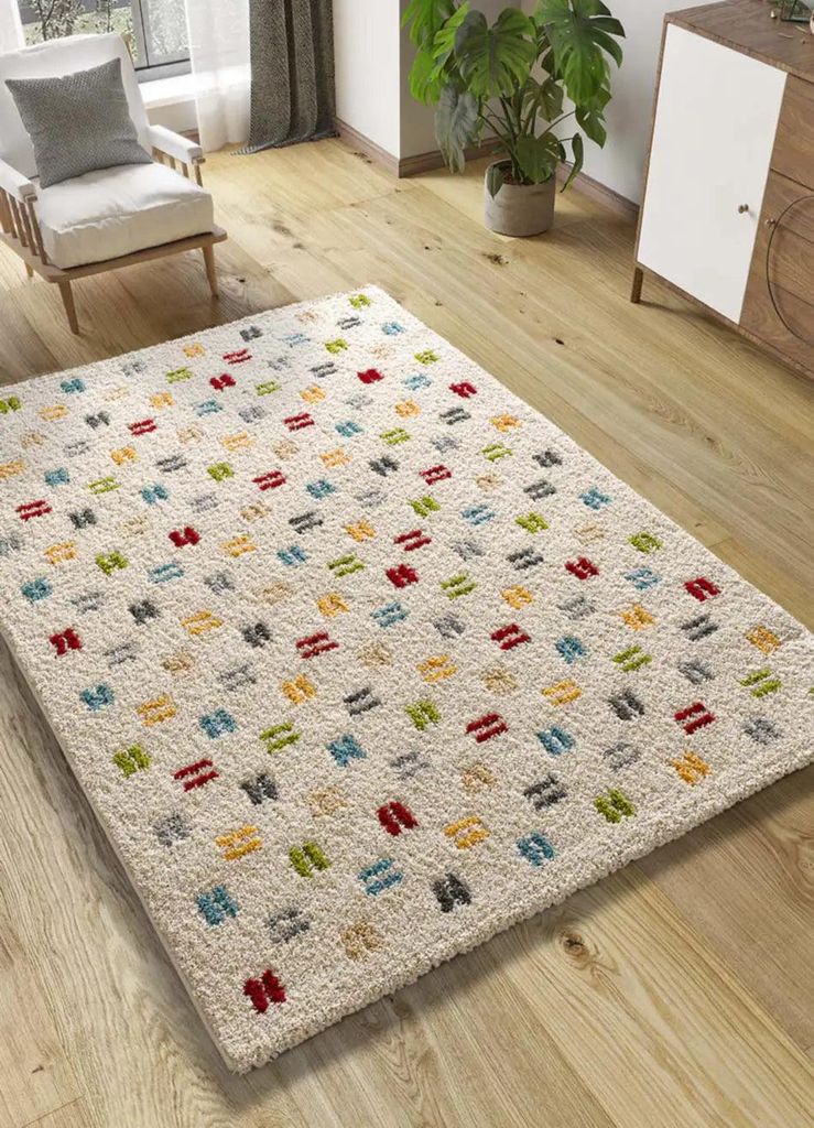 ATTICGO Hochflorteppich BREMEN Geometrisch shaggy in Mehrfarbig, 133x190 cm