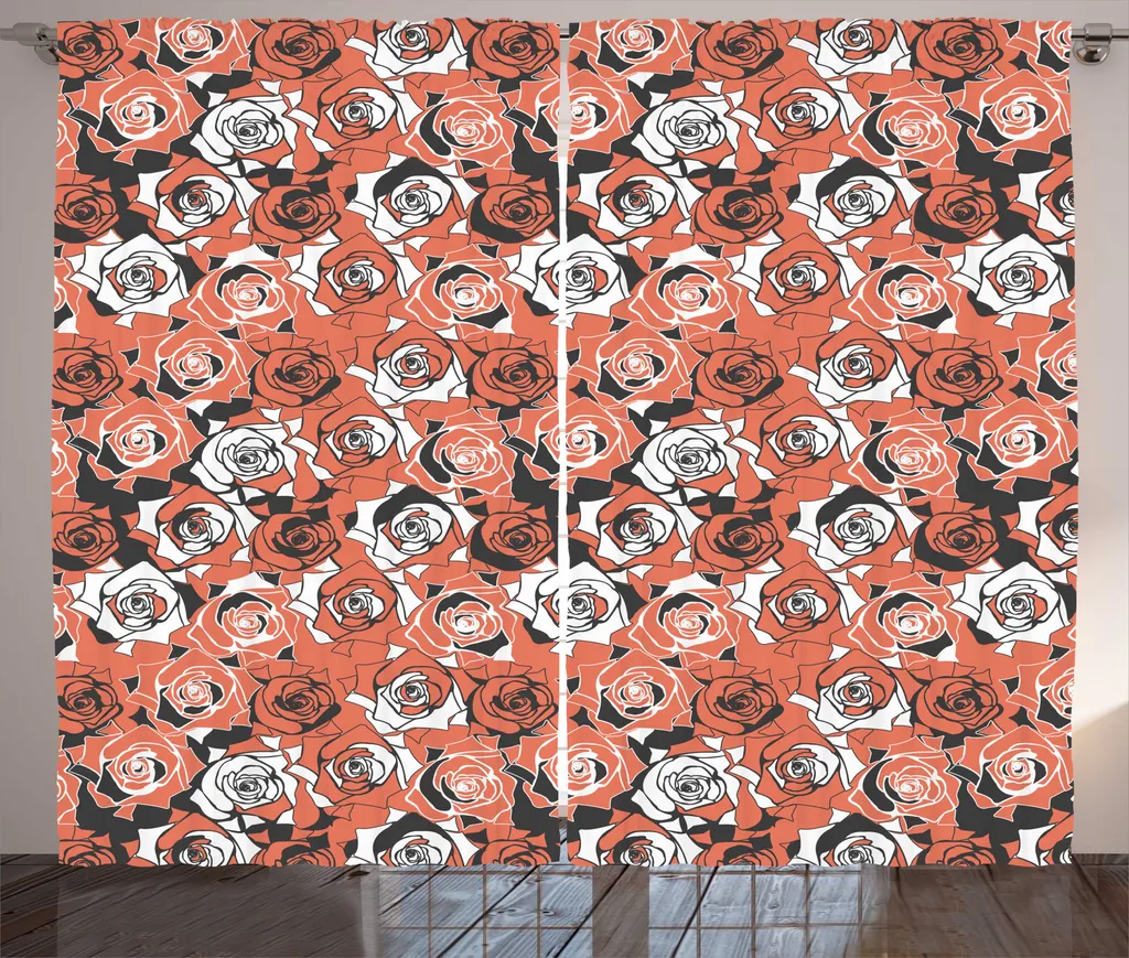 Rideau à fronces ABAKUHAUS à fleurs roses romantiques 280 x 225 cm