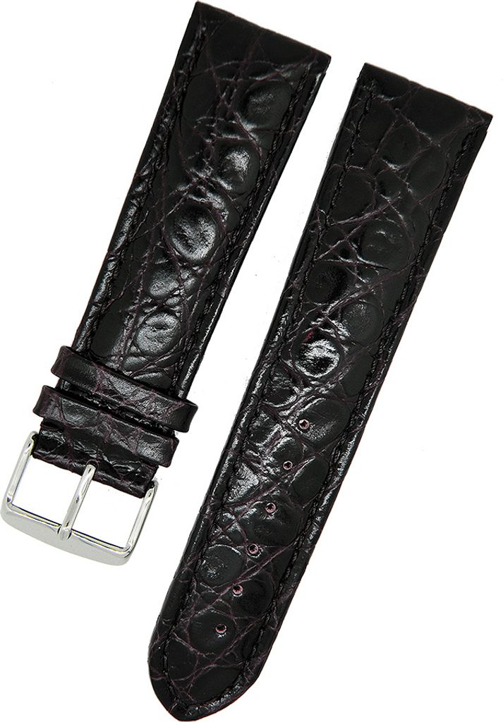 Uhrenarmband Kalbleder dunkelbraun 18mm Kroko Struckturleder