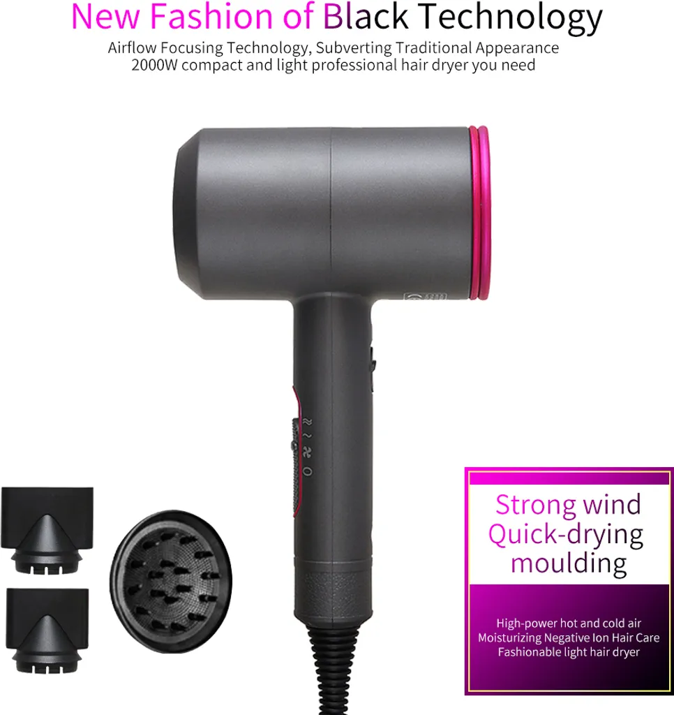 INF Sèche-cheveux 2000W avec diffuseur et concentrateur Pro Série X - 13