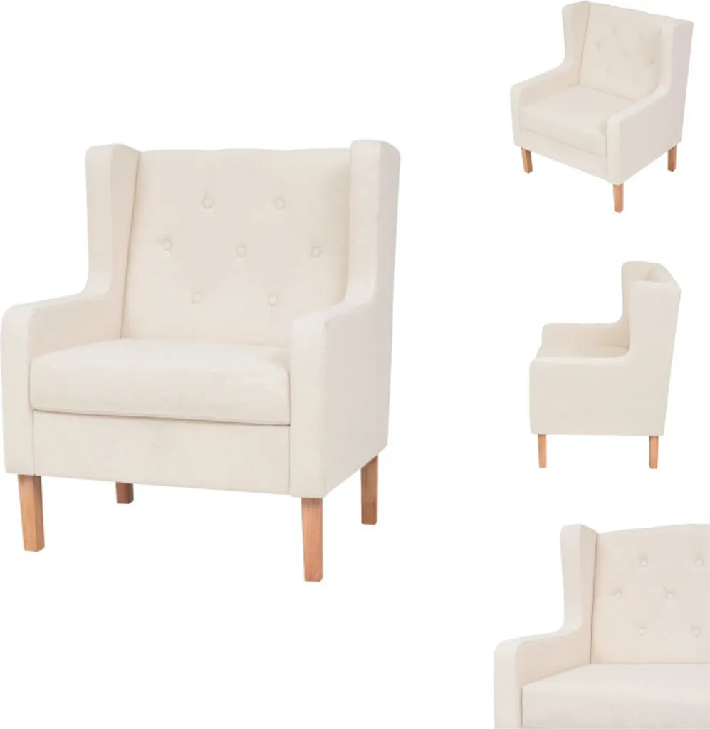 vidaXL Fauteuil blanc crème en tissu doux - Fauteuil de salon élégant