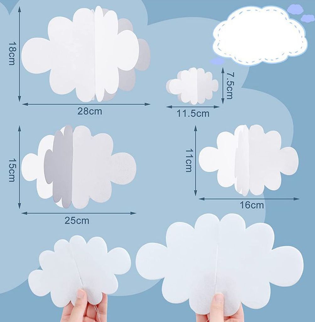 1 Set 3D-Wolkendekorationen, realistisch aussehende DIY-Wandkunst, künstliche Wolken, Requisiten, gefälschte Filz-Wolkenornamente, Partyzubehör