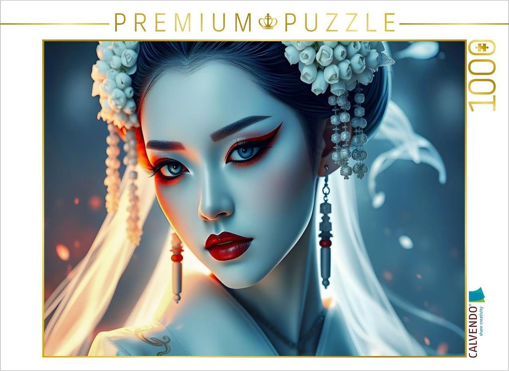 CALVENDO Puzzle Ein Motiv aus dem Kalender Dunkle Eleganz der Geishas | 1000 Teile Lege-Größe 64x48cm Foto-Puzzle für glückliche Stunden