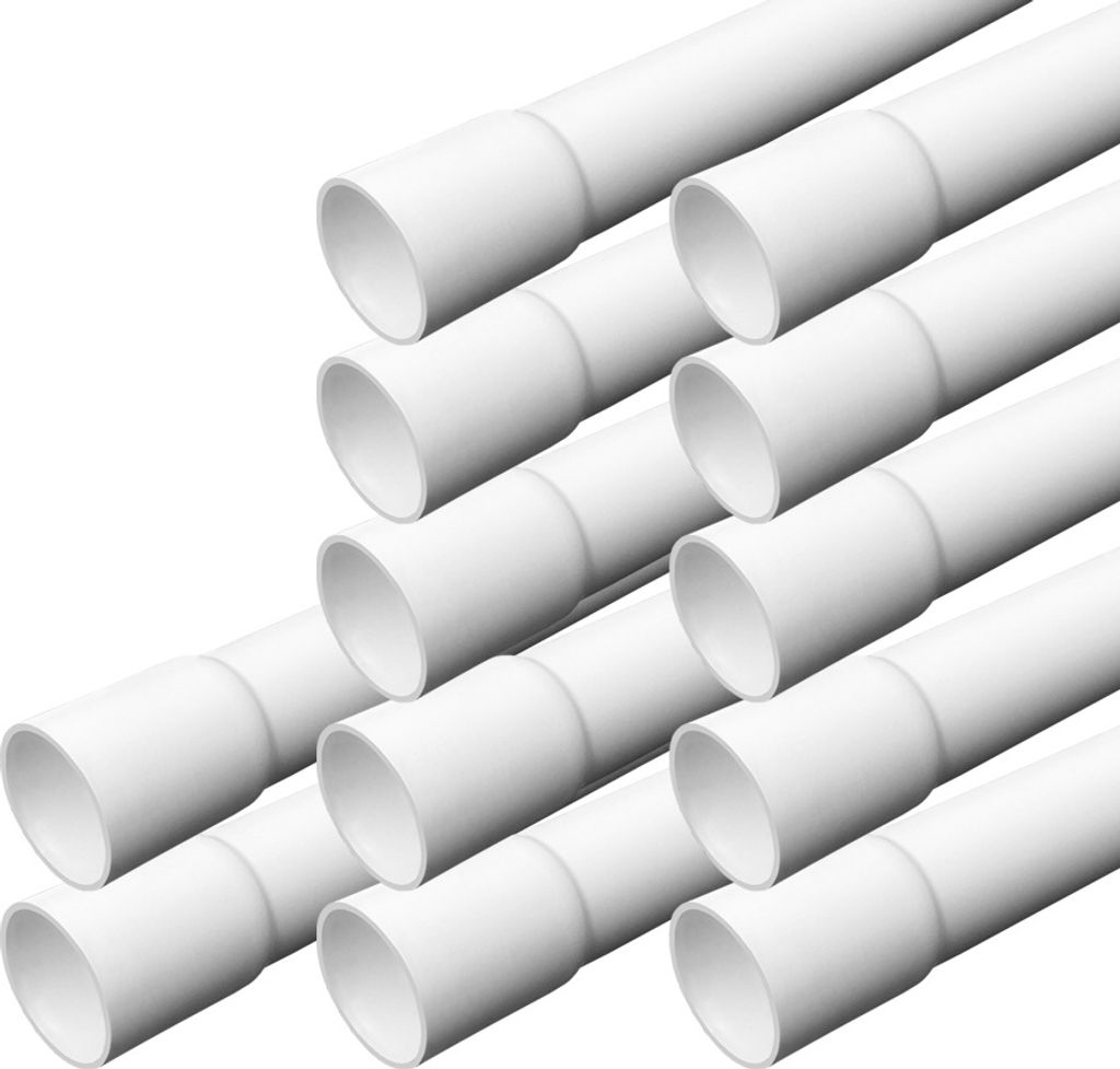 ARLI Installationsrohr M25 gemufft 12m – Kabelrohr starr 25mm PVC schwer entflammbar für Aufputzinstallation Weiß