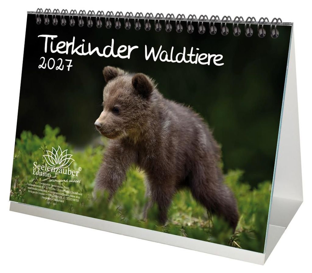 Tierkinder Waldtiere DIN A5 Tischkalender für 2027 Tiere im Wald - Seelenzauber