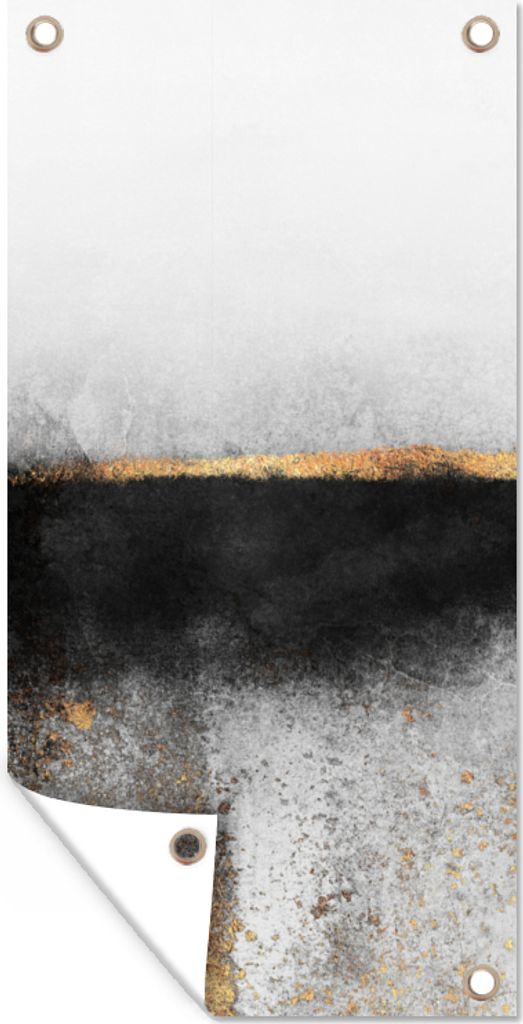 MuchoWow 80x160 cm Outdoor-Poster Gartendeko Sichtschutz Garten Poster für den Garten Gold - Abstrakt - Luxus