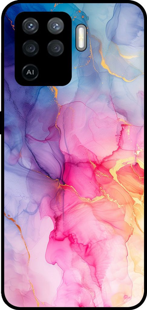 Smartphonica Telefon Fall geeignet für Oppo A94 4G / Reno5 Lite mit Marmor-Druck - TPU zurück Abdeckung Fall Marmor-Design - Regenbogen
