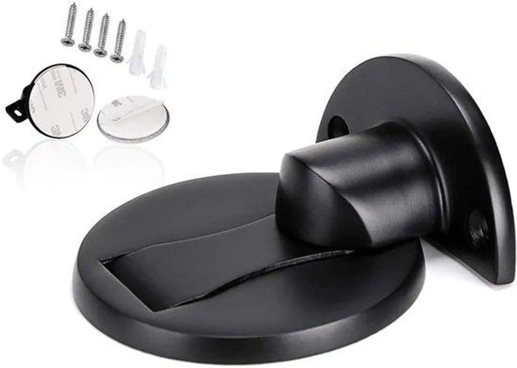 Butée magnétique anti-choc en acier noir inox - Protection murale pro