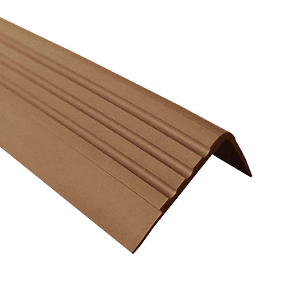 QUEST Treppenkantenprofil 30x27mm, 1.5m, Treppenprofil PVC für Treppenstufen, Treppenkantenschutz mit Rillen, Antirutsch, RM, bronze