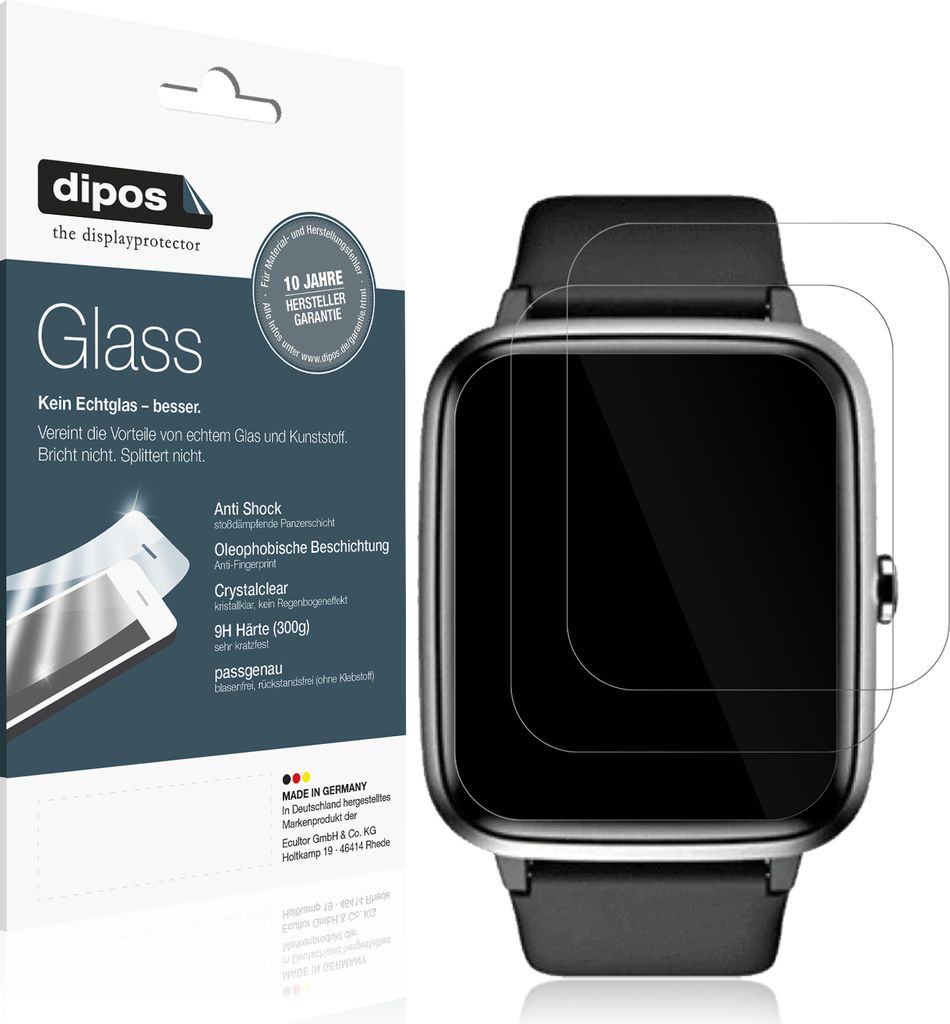 1x Schutzfolie für Noise ColorFit Pro 2 - Anti-Shock 9H Folie dipos Glass Kunststoffglas