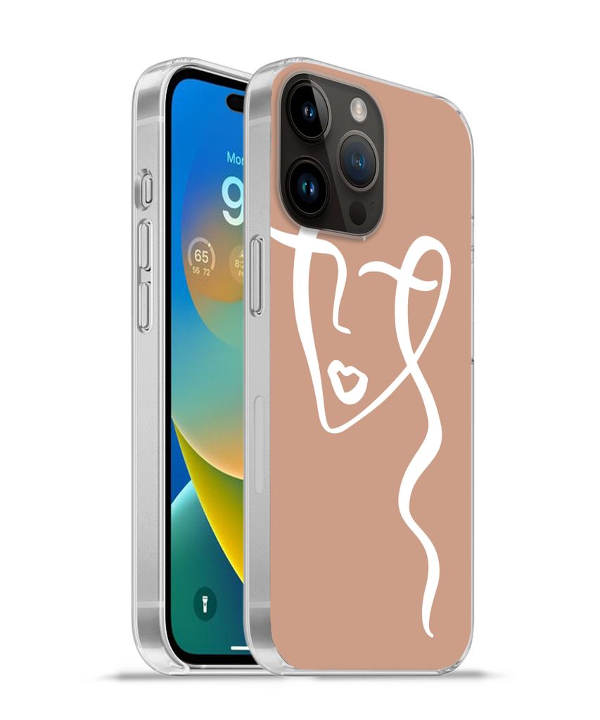 MuchoWow Handyhülle Schutzhülle Hülle für Apple iPhone 14 Pro Max Frau - Gesicht - Abstrakt Silikon Softcase Handy Hülle - Hardcover