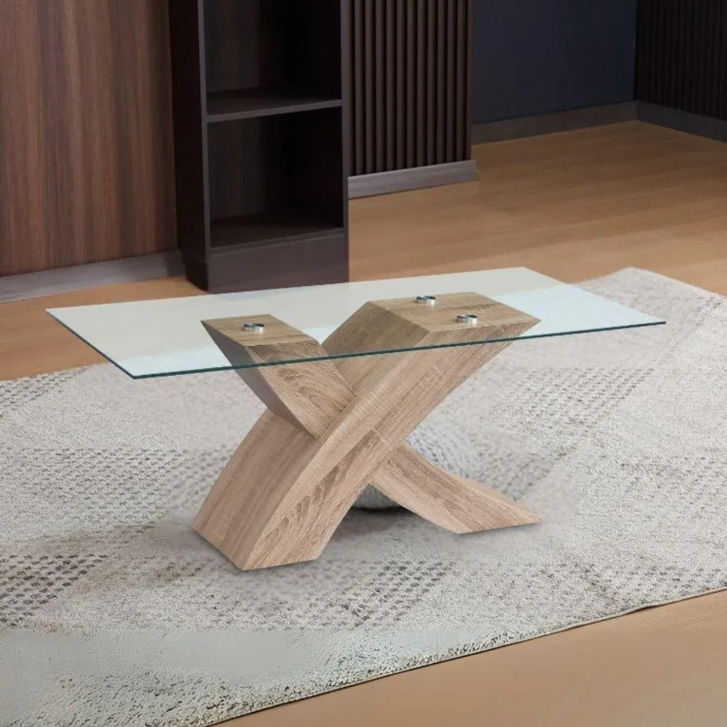Tavolino Salotto Shiva 110x60x45H: Vetro e Rovere | Offerta Online