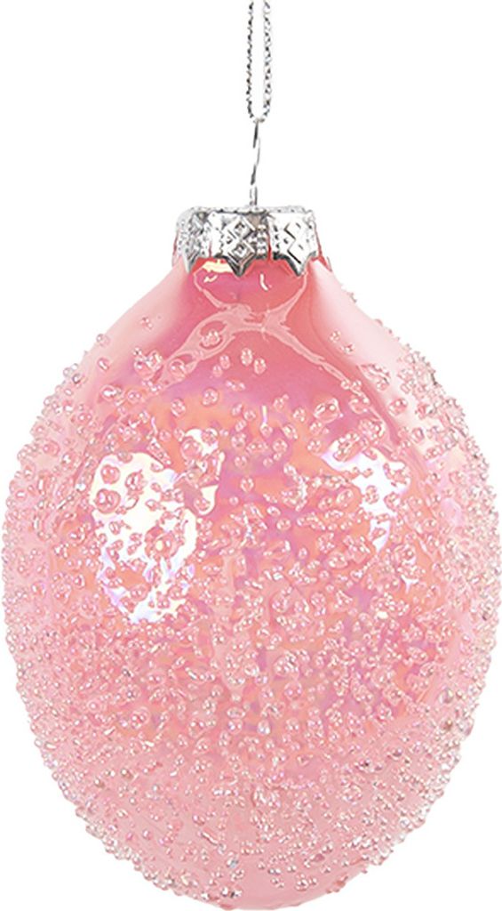 Clayre & Eef Oster-Anhänger Ei Ø 6x9 cm Rosa Glas