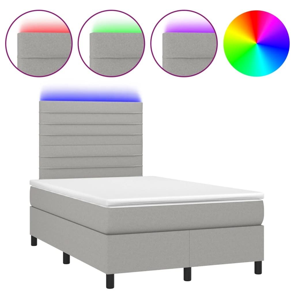 "im Sonderangebot"Boxspringbett Modernes/Doppelbett - Polsterbett Erwachsene/r /Kind - mit Matratze & LED Hellgrau 120x190cm Stoff - Klassische Bet...