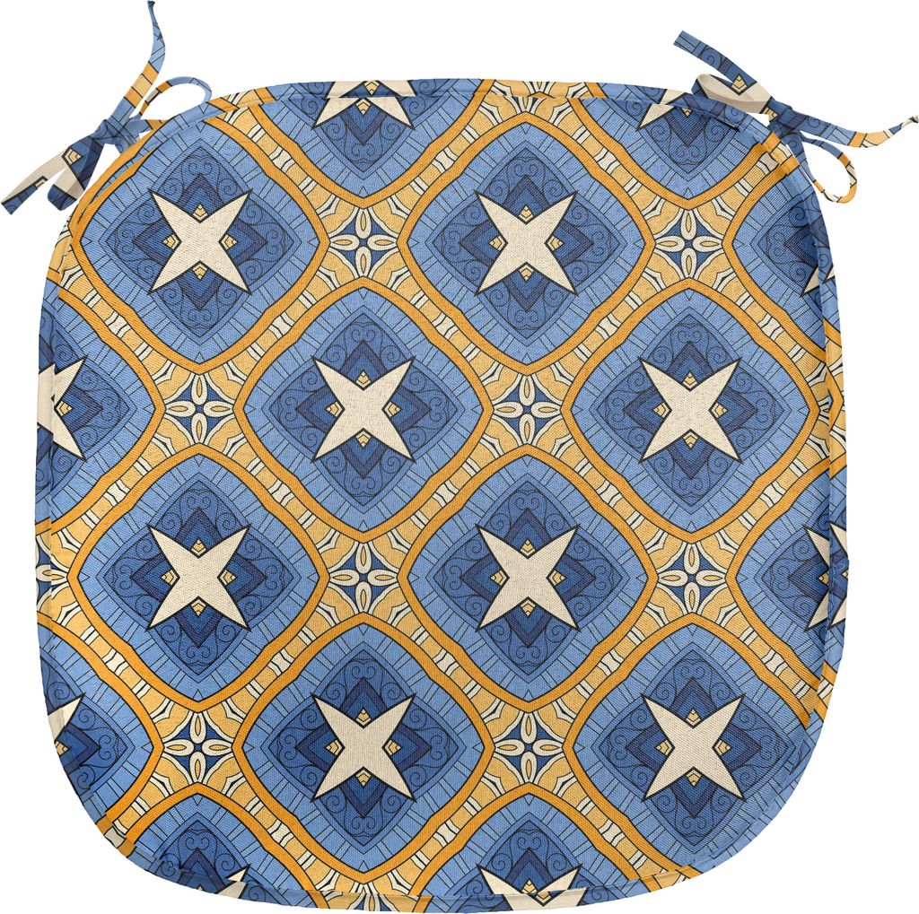 ABAKUHAUS Ethnisch Polster für Esszimmerstühle, Persisch Design Volkskultur, Dekoratives wasserfestes Kissen mit Riemen für Küchensitze, 40 cm ...