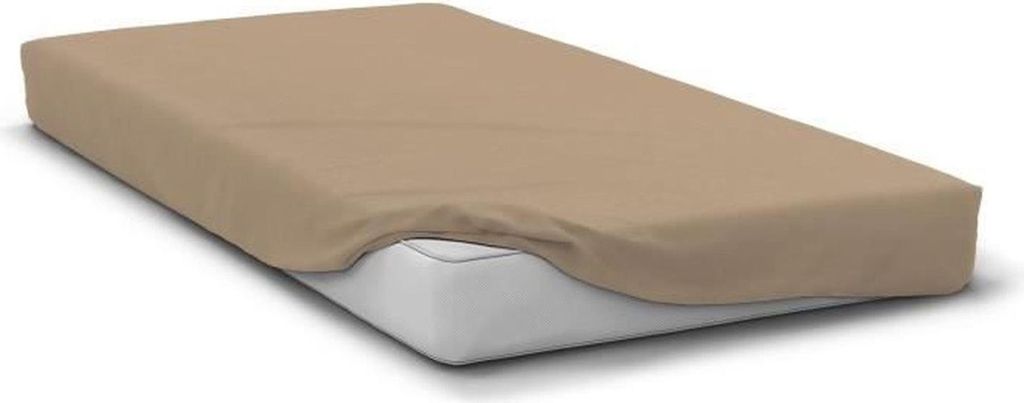 Spannbettlaken aus Mikrofaser, 82 g, 160 x 200 cm, 30 cm tiefe Tasche, Beige