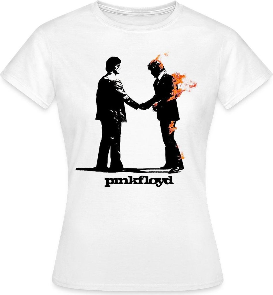 Spreadshirt Pink Floyd Album Cover Und Logo Frauen T-Shirt, S, Weiß