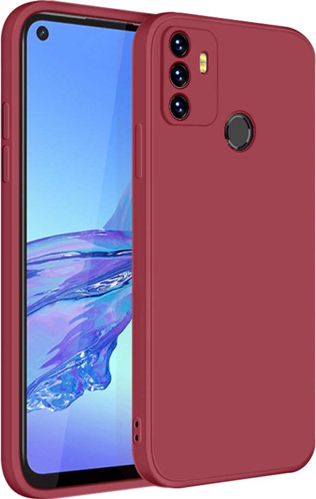 OPPO A32 Hülle, LaimTop Slim Liquid Silikon Gel Gummi Schutzhülle für OPPO A32 Rot