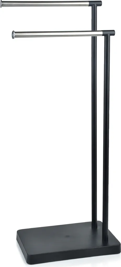 Porte-serviettes en métal noir 79x30x20 cm - Support de bain robuste