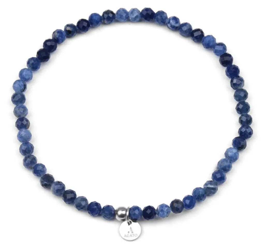 Bracelet élastique en pierre naturelle sodalite pour homme et femme