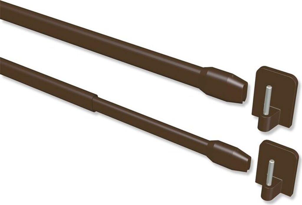 Interdeco Vitragestangen mit Klebehaken, Scheibenstange Braun, 50-80 cm (Packung 8 Stück)