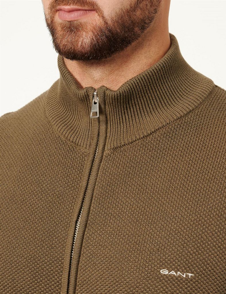 Gant Weste grün Reißverschluss einfarbig 100% Baumwolle normale Passform