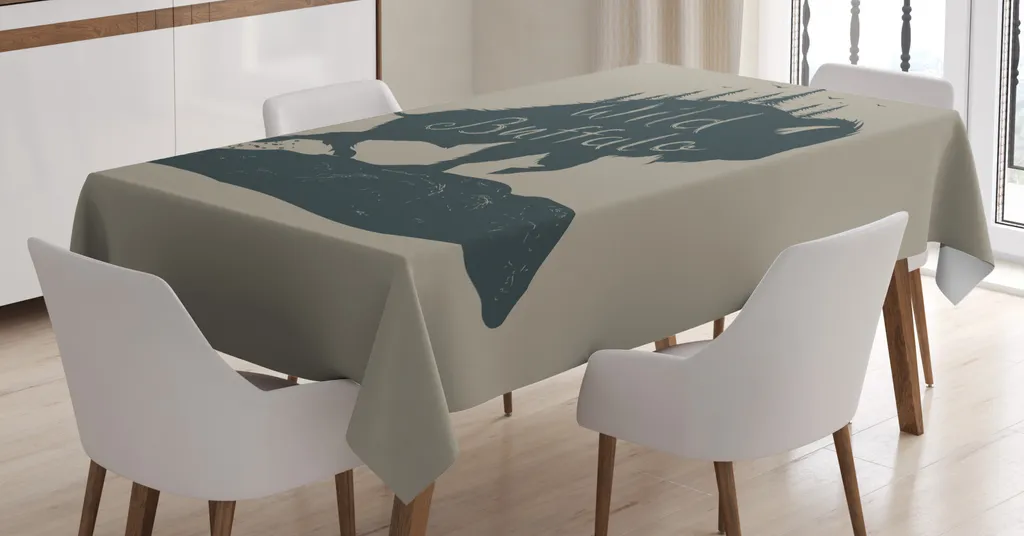 Tovaglia Artistica ABAKUHAUS 140x170cm Bisonti Blu e Grigio