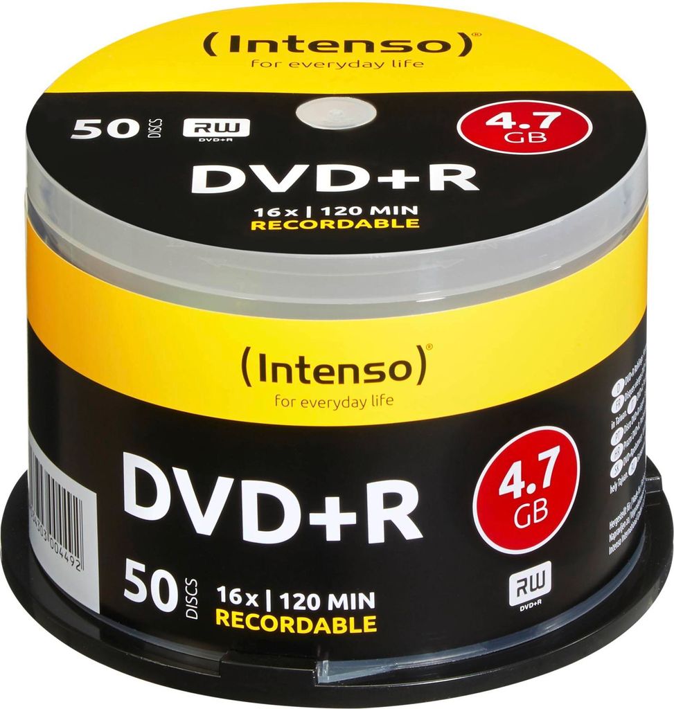 Intenso 4111155, DVD+R, 120 mm, Pudełko CD/DVD cakebox, 50 Zdjęcie produktu 