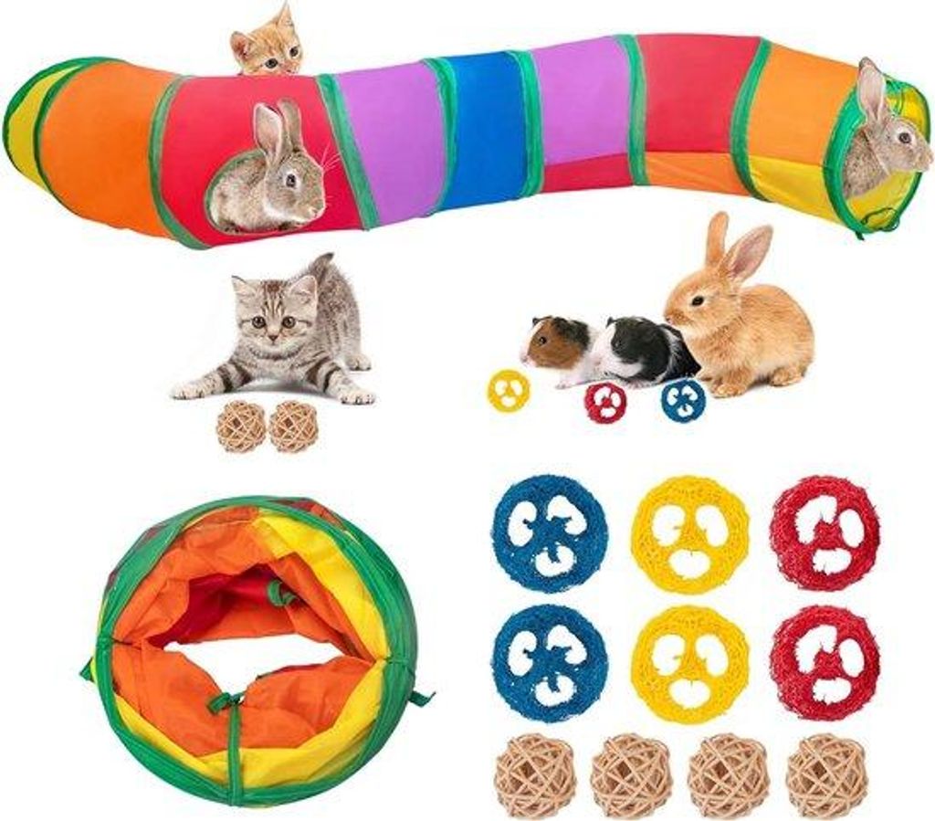 Klein-tier-Tunnel aus Stoff, zusammenklappbar, für Kaninchen und Meerschweinchen