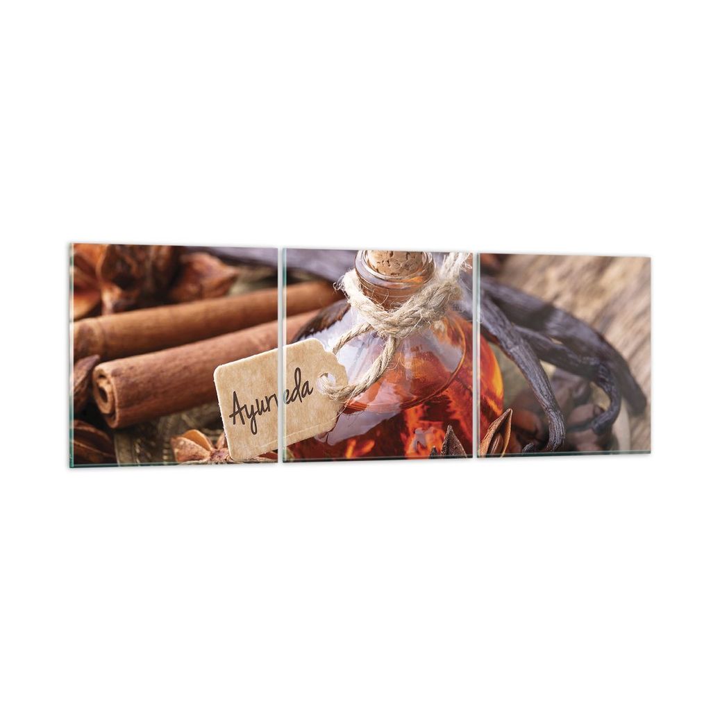 Bilder auf glas - 3 Teile - Ayurwenda Anis Vanille - 150x50cm - Glasbilder - Wandbilder - Bilder - zum Aufhängen bereit - Wanddekoration aus Glas ...