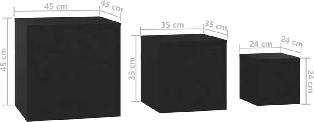 Table d'appoint noire 3 pièces bois composite durable et robuste - 13