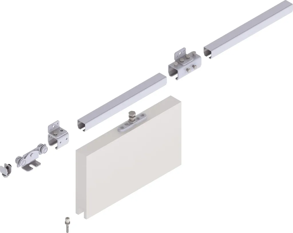 Rail porte coulissante Pro 100 HELM 2000mm galva pour vantail 100kg