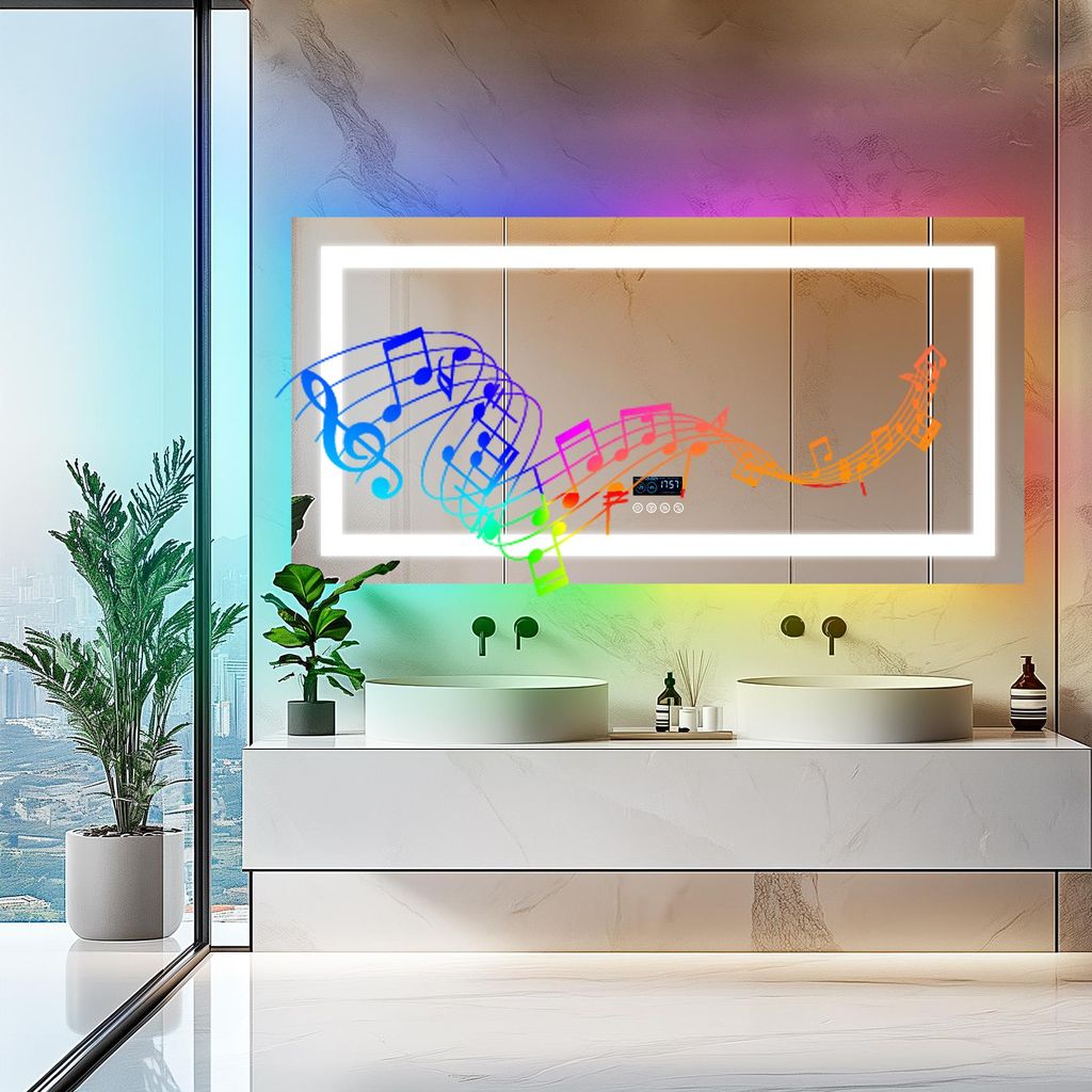 Vrygle Specchio Bagno LED 120x60 cm con RGB e Bluetooth, Immagine del prodotto 
