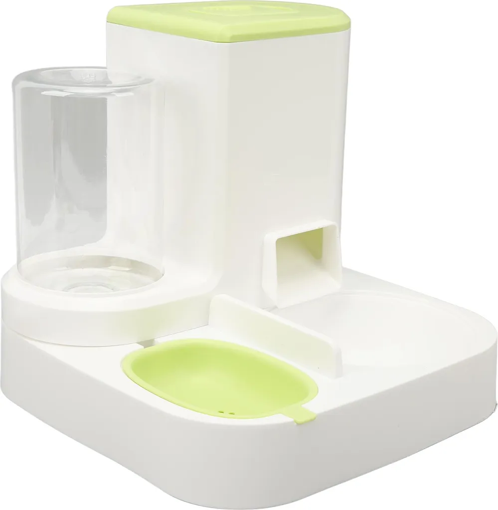 Double distributeur automatique de croquettes et d'eau pour chat Vert