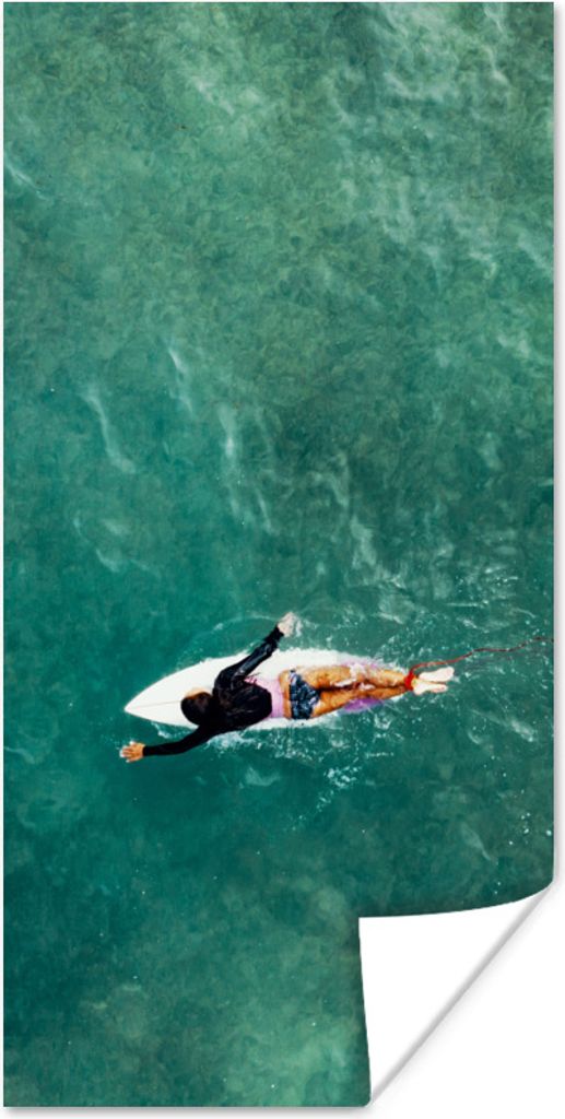 MuchoWow Poster Surfer beim Paddeln 75x150 cm - Dekoration für die Wände