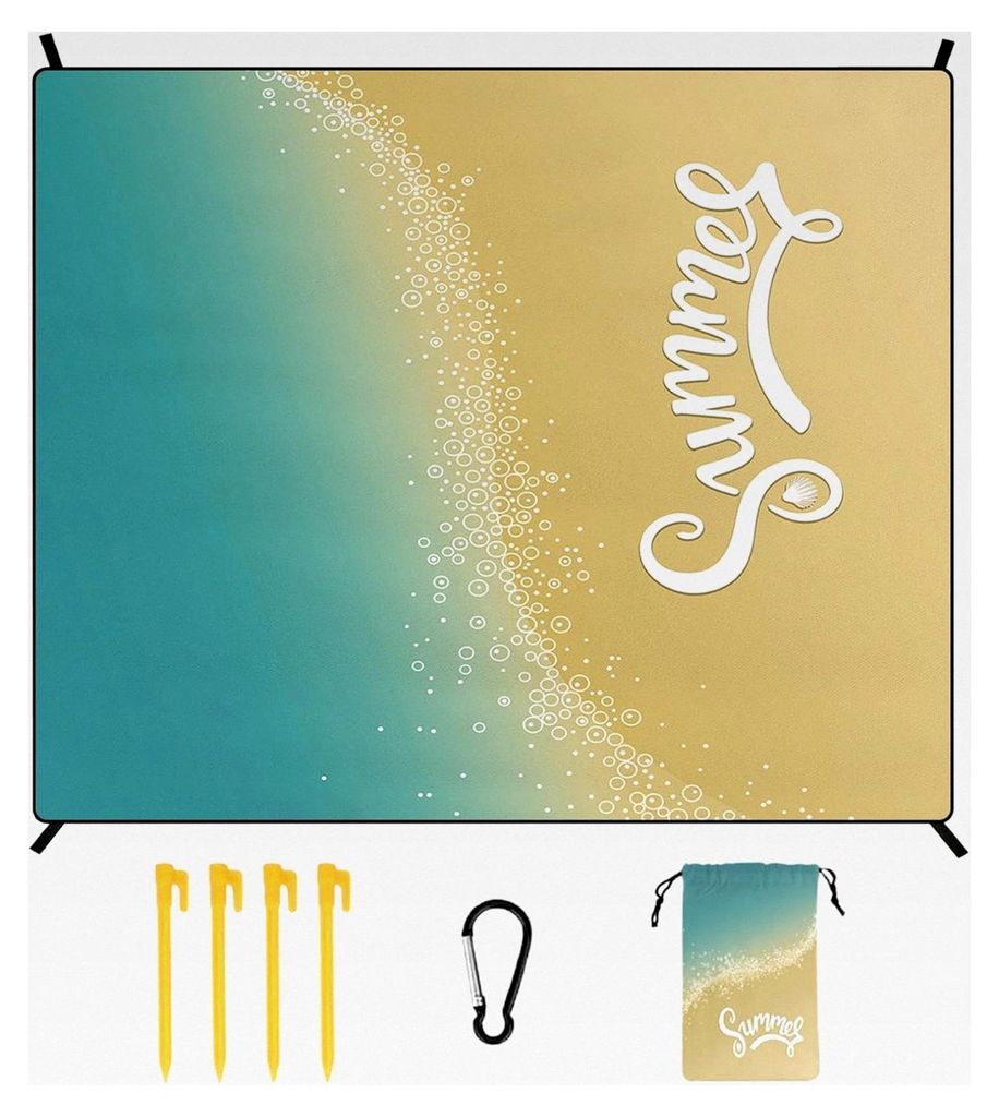 Sanddichte Stranddecke, große Picknickmatte - Übergroße Picknickmatte | Winddichte Strandmatte mit 4 Heringen und 1 Netztasche für Reisen, Camp...
