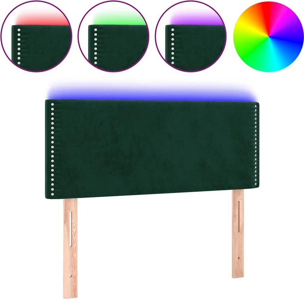 vidaXL LED Kopfteil Dunkelgrün 90x5x78/88 cm Samt
