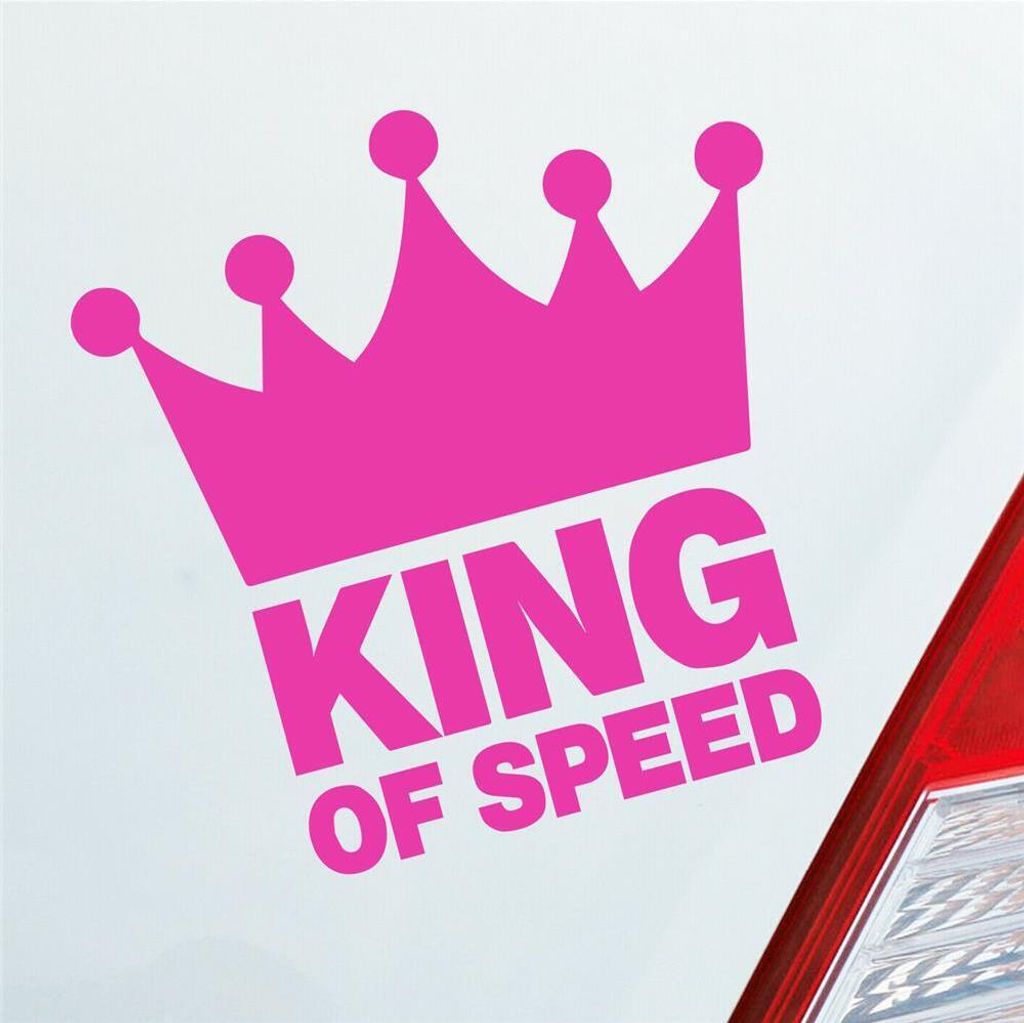 Auto Aufkleber King of Speed Racing Race Tuning Krone 10x10 cm Pink Sticker Heckscheibenaufkleber