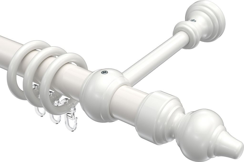 Interdeco Gardinenstange / Vorhangstange Weiß, Typ Classic Rondo (Rillenform), 28 mm Ø 1-läufig, 240 cm