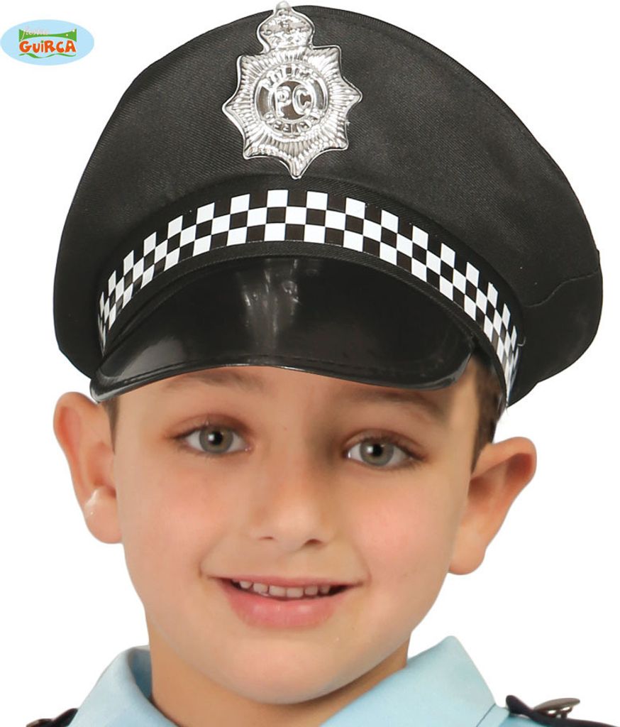 schwarzer Polizei Hut für Kinder Polizeimütze Produktbild 