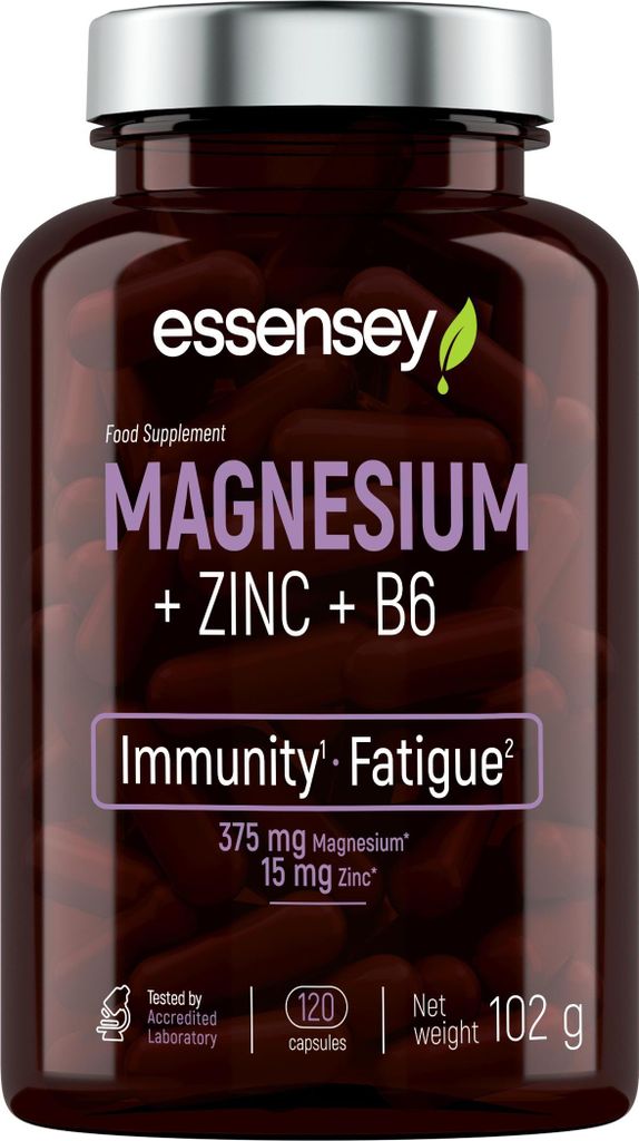 ESSENSEY - Magnesium + Zinc + Vitamin B6 Komplex I 404 mg Nhrstoffreiche Mineralien I 120 Kapseln I Erstklassige Qualitt I Vegetarier & ohne Zustze...