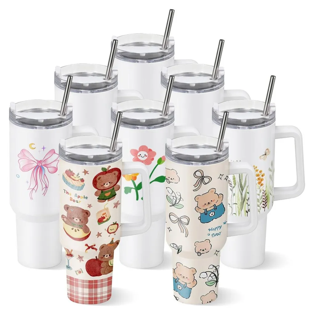 Mug à sublimation isotherme de 1183 ml en acier inoxydable blanc - Pack de 8